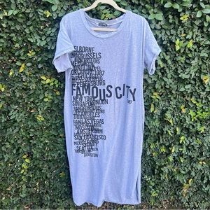 #5 Casual & Cute Gray T-Shirt Dress with Black words logos